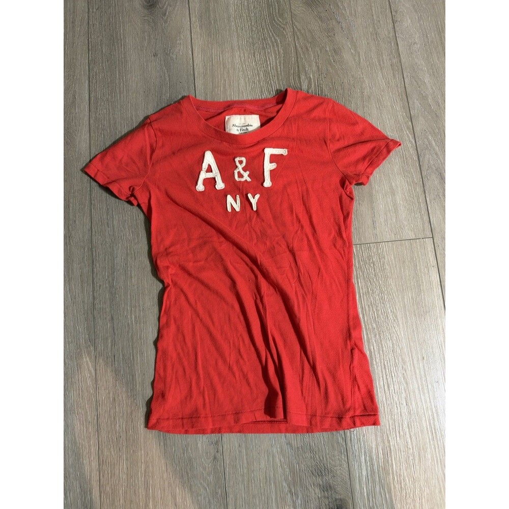 Abercrombie & Fitch Women's Red Stitched T-Shirt Vintage Original, Size M